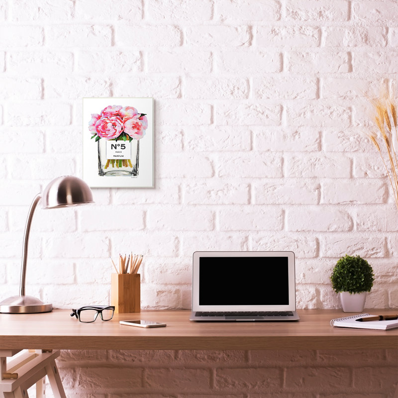 « mode stylisé fleur rose », impression, H 15 po x l 10 po, Plaque murale