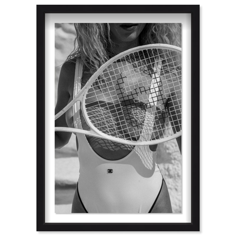 Court Couture BW Canvas Sports & Sports Teams Print by Oliver Gal, 31.5"H x 21.5"W, Black Frame