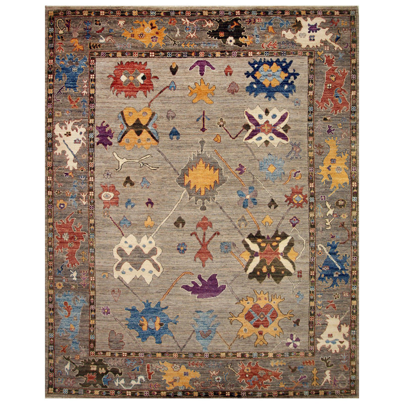 Tapis unique nouvel âge 8 pi x 9 pi 11 po en brun / or / gris