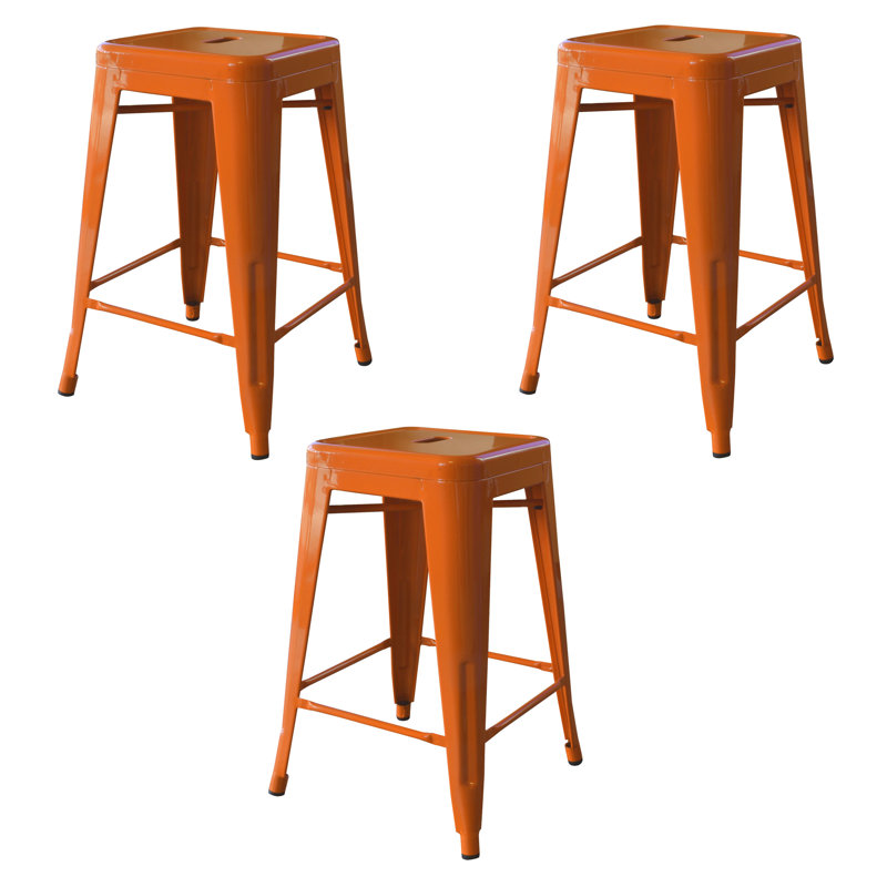 Tabouret bar et de comptoir Itzia, Orange, Tabouret de comptoir (assise de 24 po de hauteur), 3