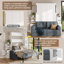 Grand lit escamotable mural avec canapé et armoires de rangement, lit mural peu encombrant pour bureau à domicile et chambre d'amis, blanc et gris-1281055862