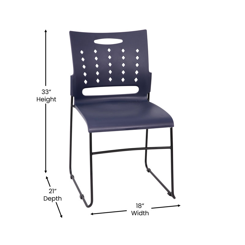 881 lb. Capacity Sled Base Stack Chair with Carry Handle and Air-Vent Back, Navy