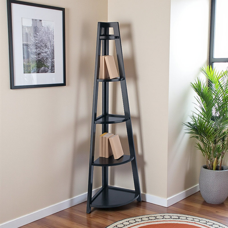 Étagère d'angle à 5 niveaux à structure en A à finition noire Forrest, H 57,72 po x l 18,27 po x P 12,87 po Forrest