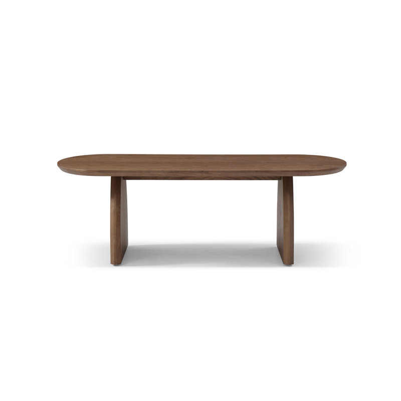 Table basse moderne en bois massif de forme ovale minimaliste, Noyer