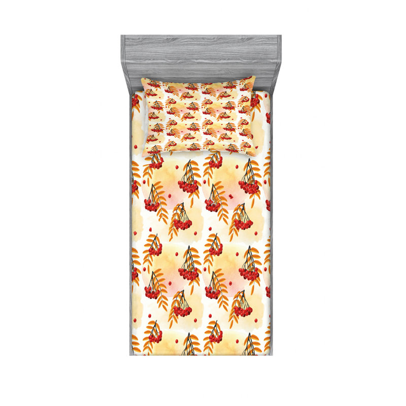 Microfiber Floral Sheet Set, Twin XL Sheet Set with Fitted Sheet