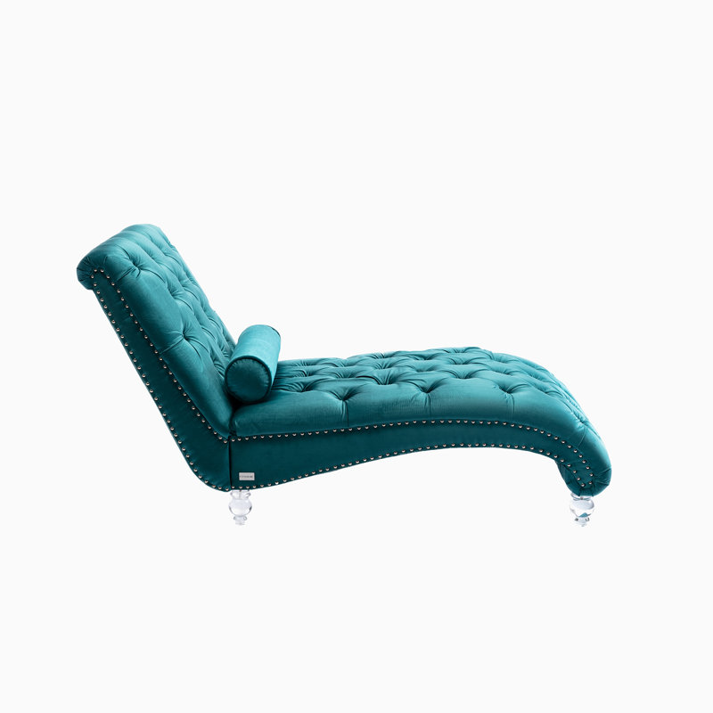 Canapé moderne avec pieds en acrylique et chaise longue, Sarcelle