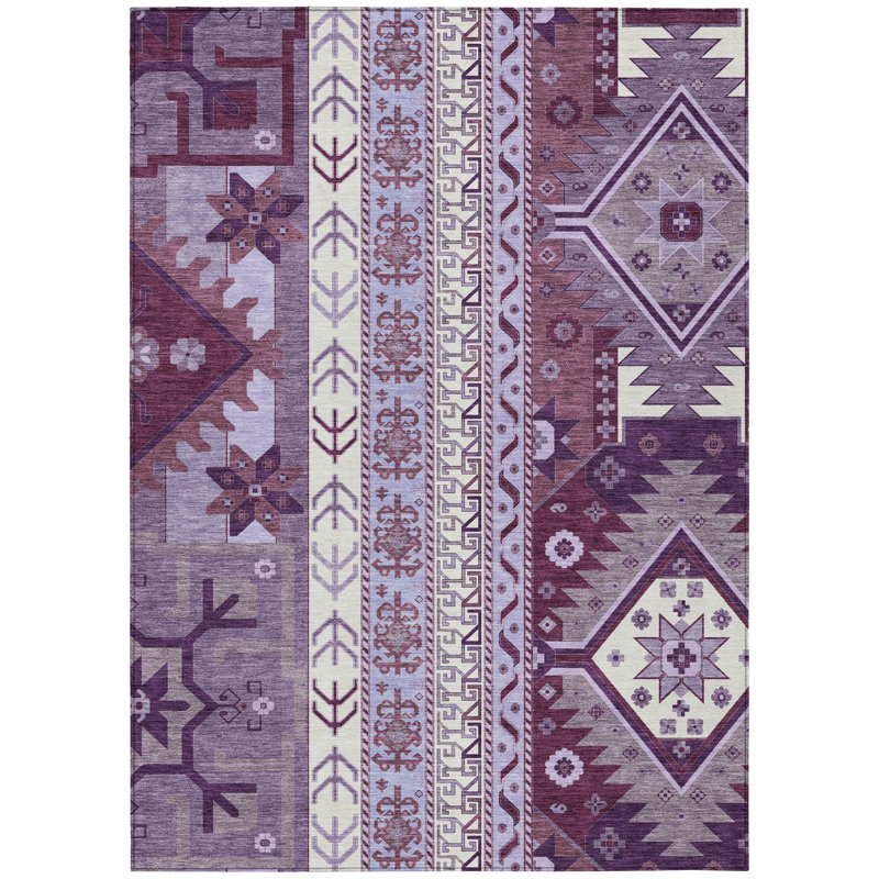 Machine Washable Indoor/Outdoor Chantille ACN1015 Purple Rug, Rectangle 9' x 12'