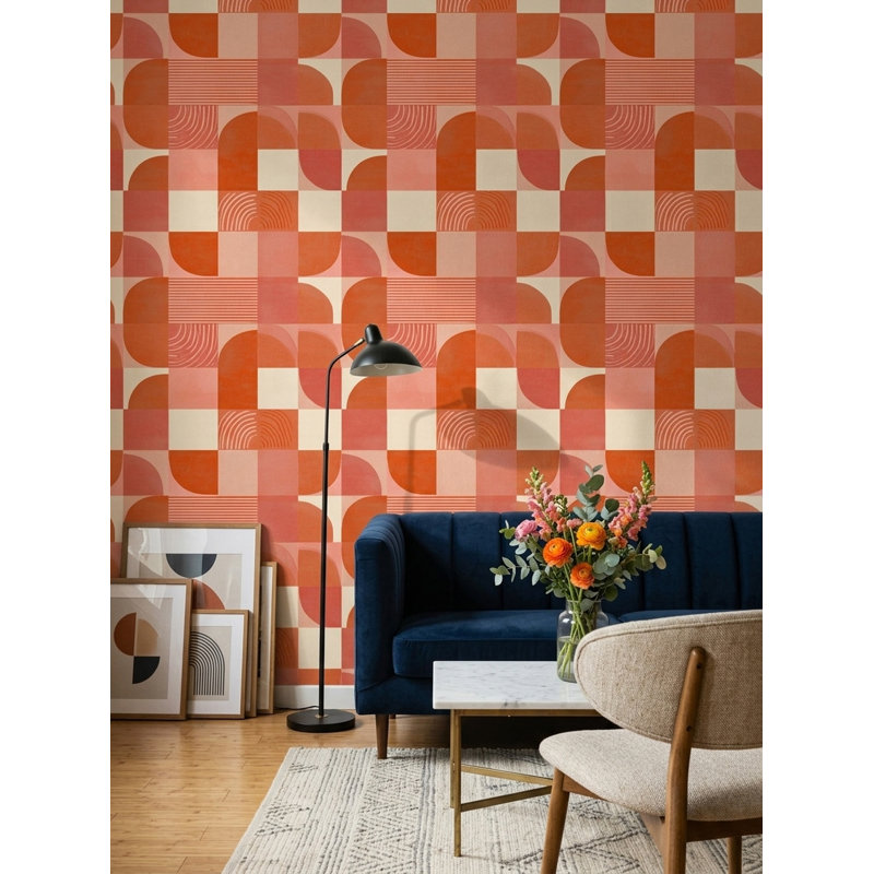 Murale rétro Mid Century, Peel and Stick