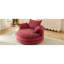 Fauteuil pivotant rond rouge à 360° avec coussin double couche, oreiller de soutien, mécanisme silencieux, revêtement en velours côtelé pour une sieste au bureau. Profondeur d'assise de 96,5 cm (38 pouces), 3 coussins amovibles, inclinaison douce.