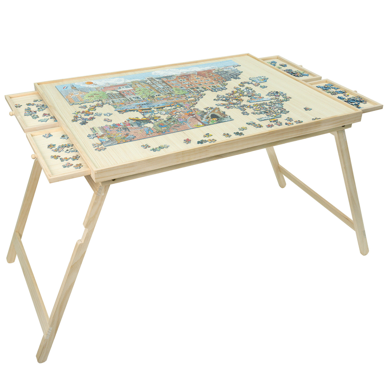 Rose Home Fashion 1500 Pieces Portable Jigsaw Puzzle Table with