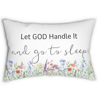 Inspirational Lumbar Pillow with Calligraphy Religious  Quote Room Decor Throw Pillow Christian Cushion With Faith Spiritual Text