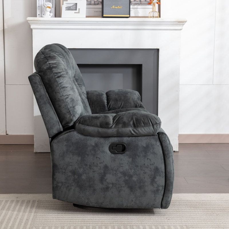 Ensemble de salon inclinable 3 pièces avec revêtement en microsuède Kellogg, Gris anthracite