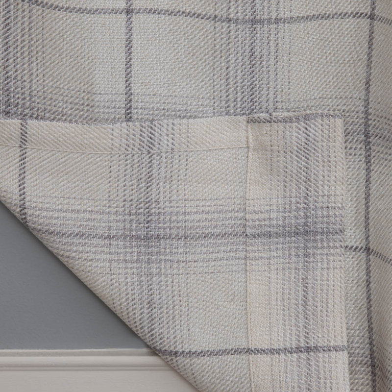 Erlandson 100% Polyester Light-Filtering Plaid Curtain Panel with Rod Pocket Top, 50" W x 63" L, Cream