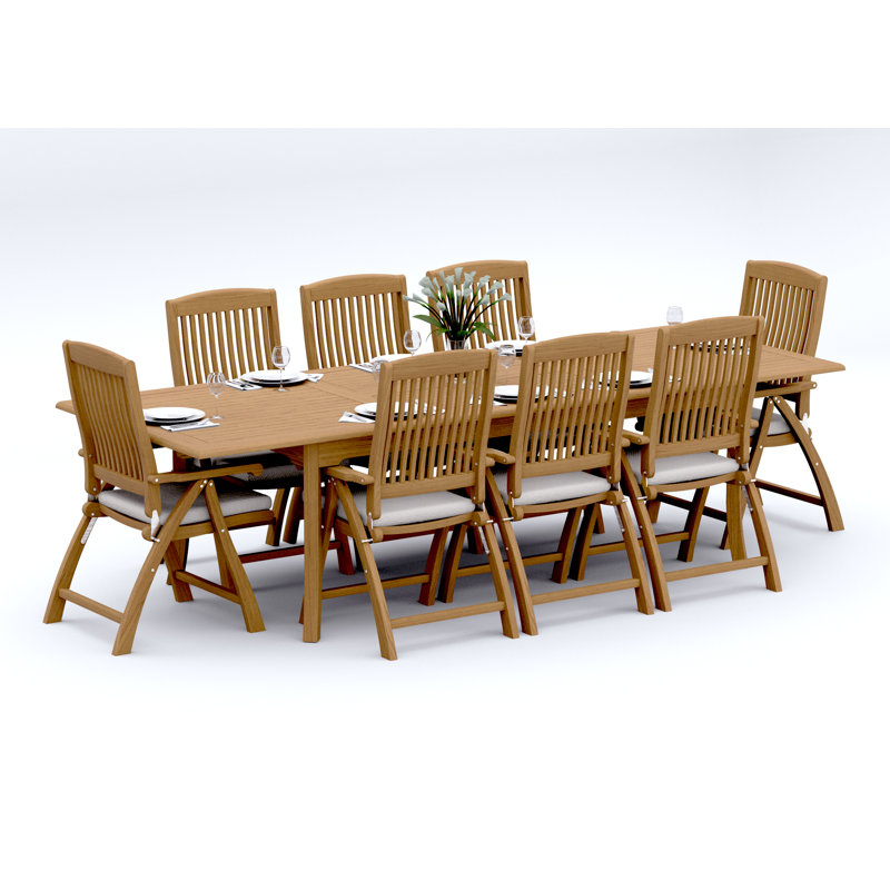 Ensemble de table d'extérieur rectangulaire L 71 po Marley, 30.5" H x 118" L x 40" W, 8
