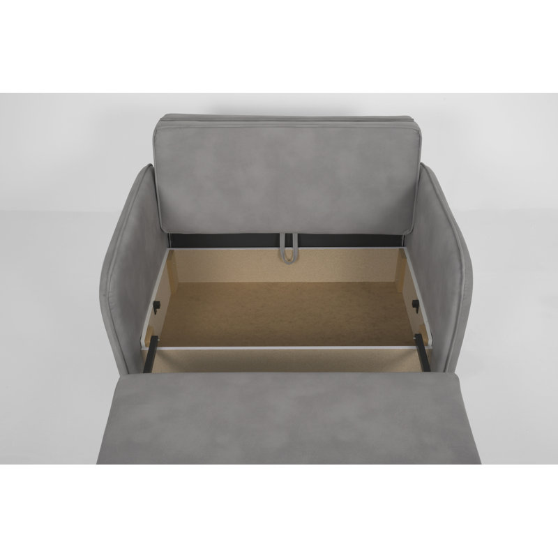 2 Seater Fabric Sofa Bed, Silver