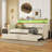 Daybed With Trundle, Daybed, Upholstered, With Charging Station And LED Lights-1823719611