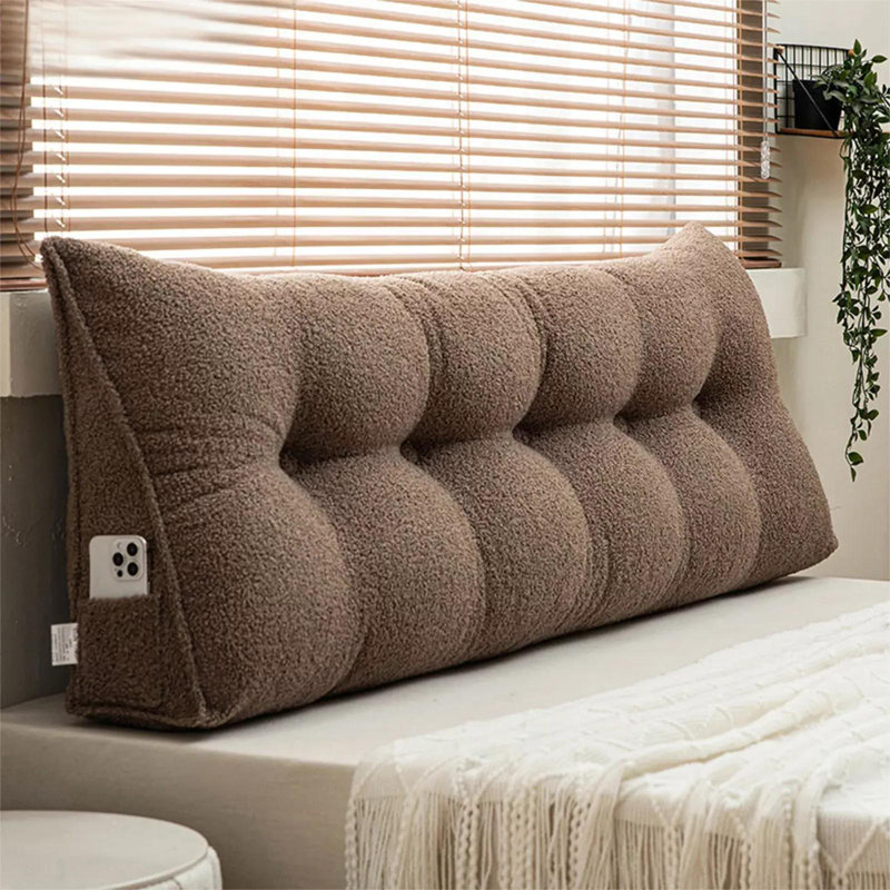 Tête de lit en velours, H 7,87 po x l 59,06 po, Brun