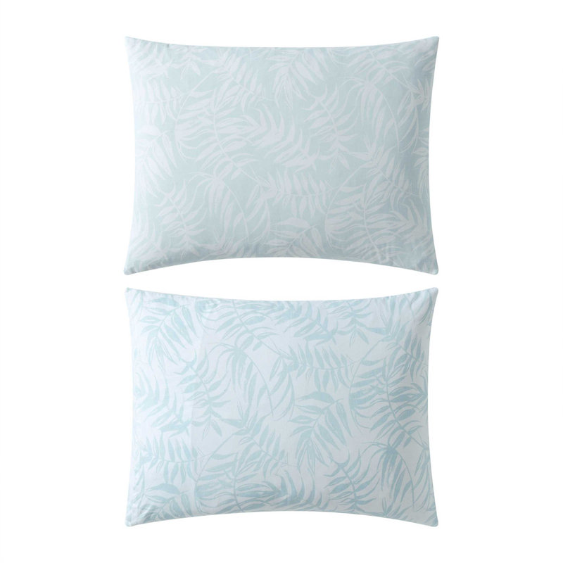 Art of Palms Cotton Comforter Set, King Comforter + 2 King Shams, Blue Floral