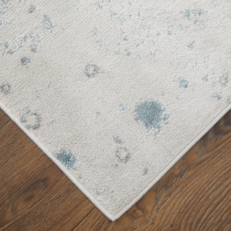 Oria abstrait contemporain, gris / bleu, Rectangle 3 pi 11 po x 6 pi