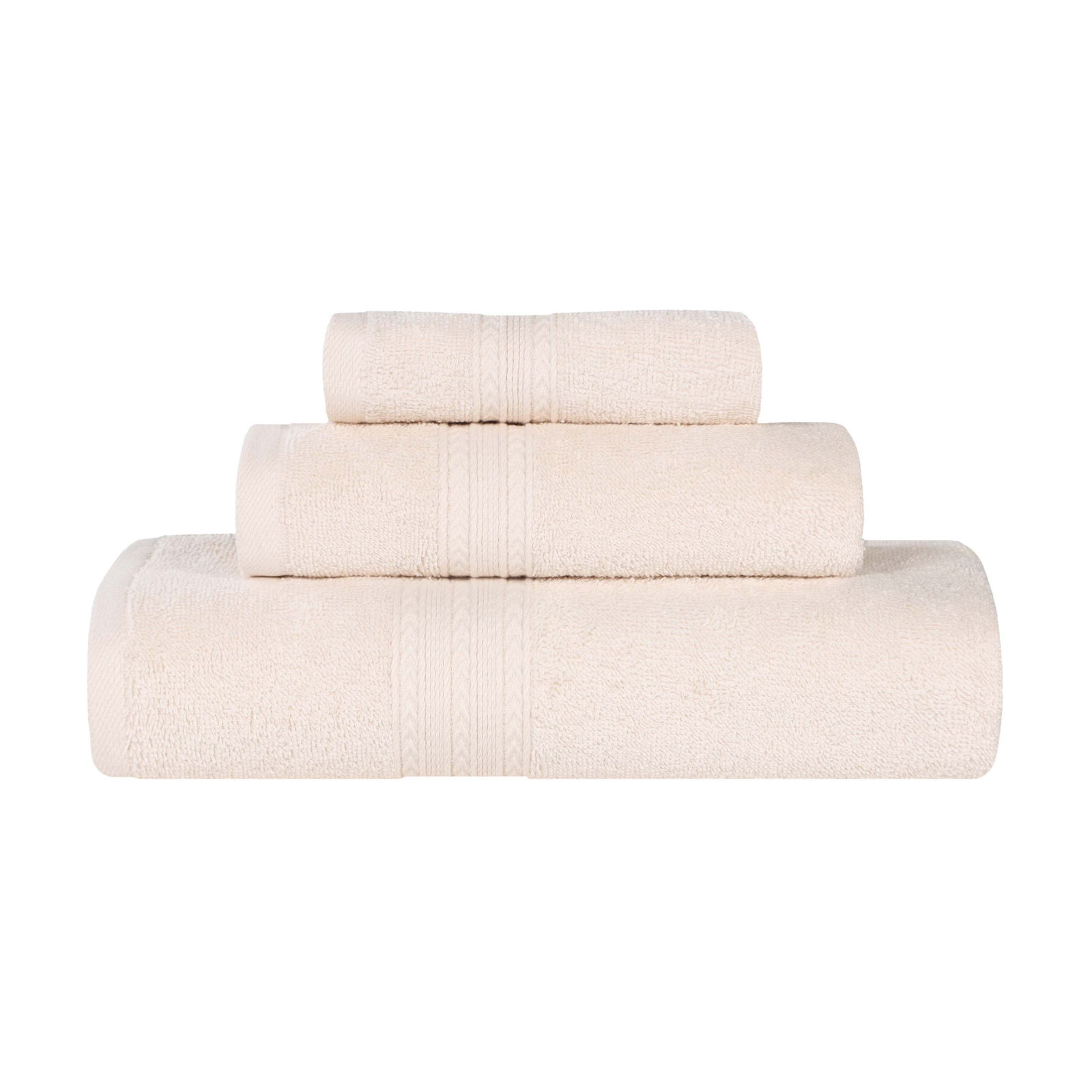 Asleigh 3-Piece Chevron Cotton Towel Set, Ivory