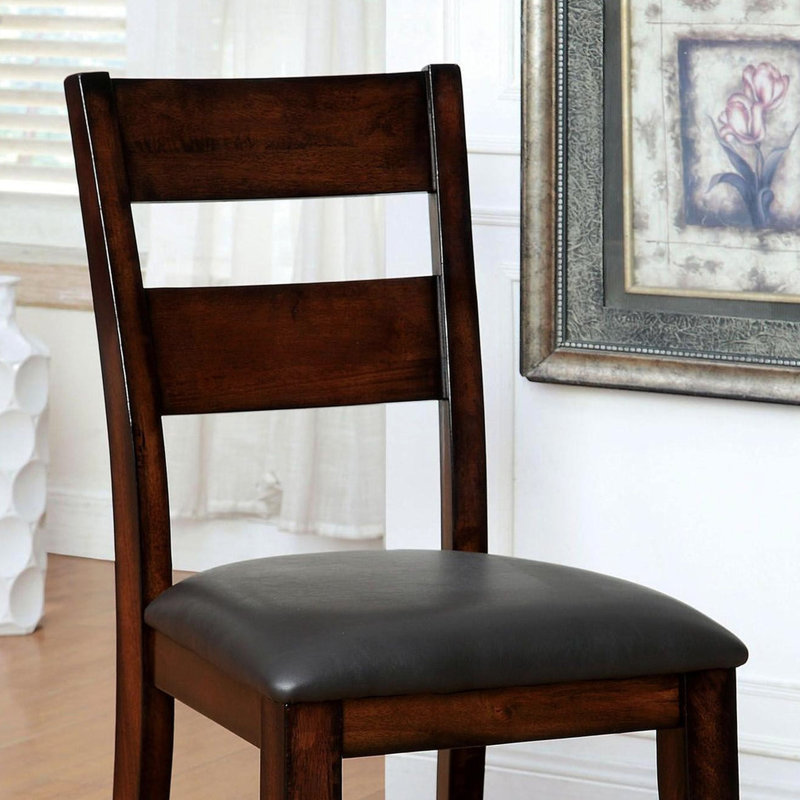 Chaises de salle à manger de style transitionnel en cerisier foncé de 2 - Bois massif, sièges rembourrés, style en bois robuste, sièges rembourrés, audacieux et robustes