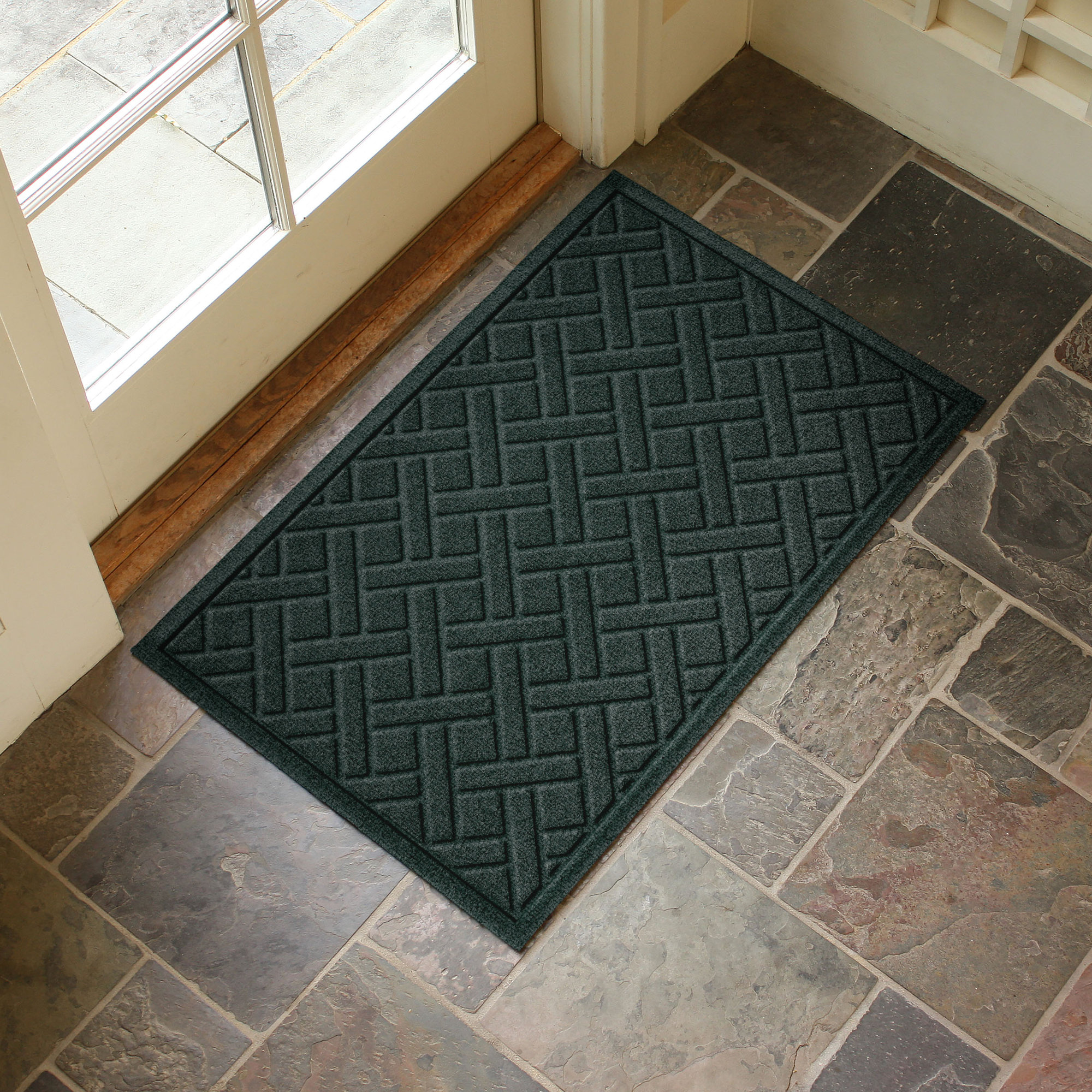 Waterhog Lattice Indoor Outdoor Door Mat, 0.375" H x 36" W x 24" D, Evergreen