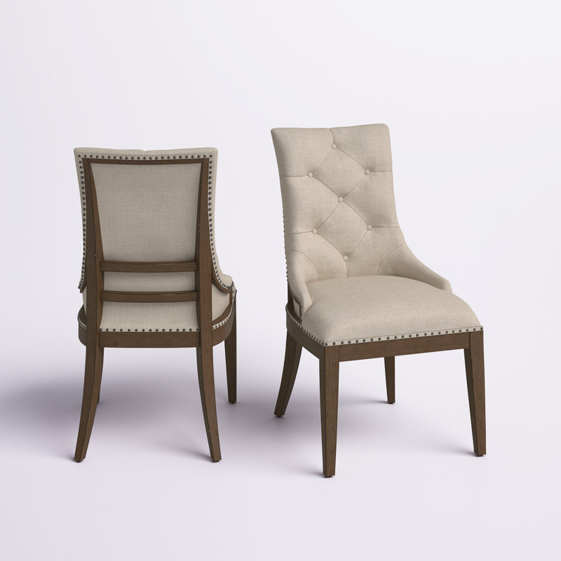 Aisja Upholstered Shelter Side Chair, Brown