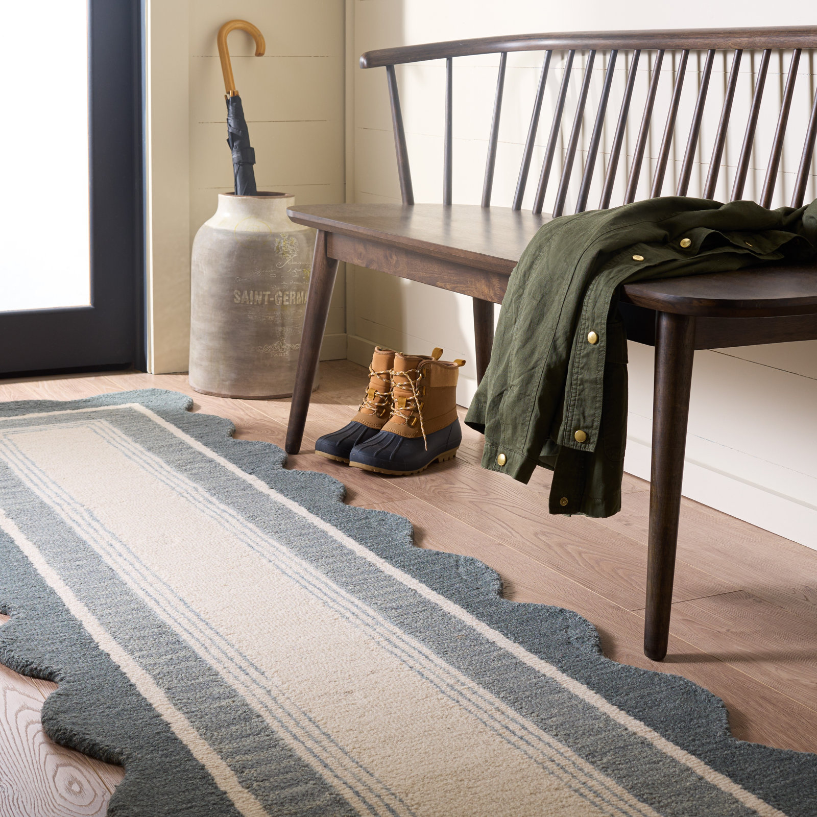 Hand-Tufted Wool Striped Outdoor Rug, Runner 2'3" x 8'