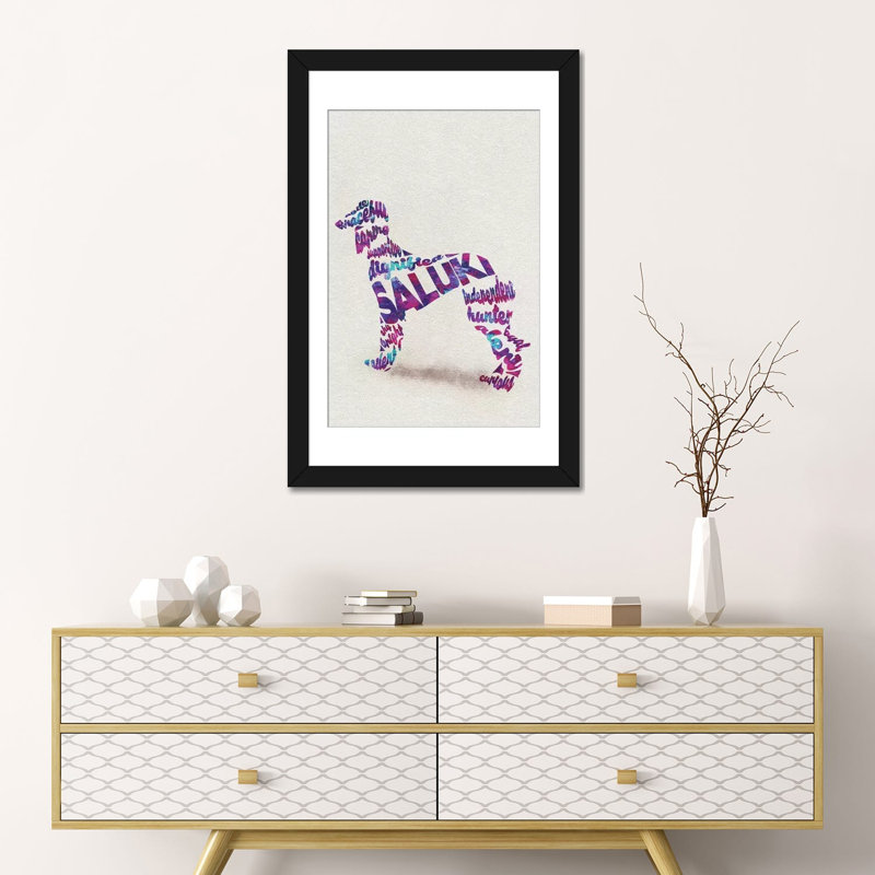 « saluki » par ayse deniz akerman, reproduction d’impression sur toile tendue, H 32 po x l 24 po x P 1 po, Blanc