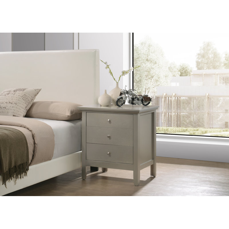 Bedroom End Tables Modern Nightstand End Table Bed Side Table Night Table, Champagne