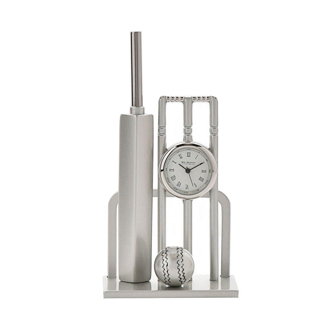 Roman Numeral Metal Tabletop Clock in Silver