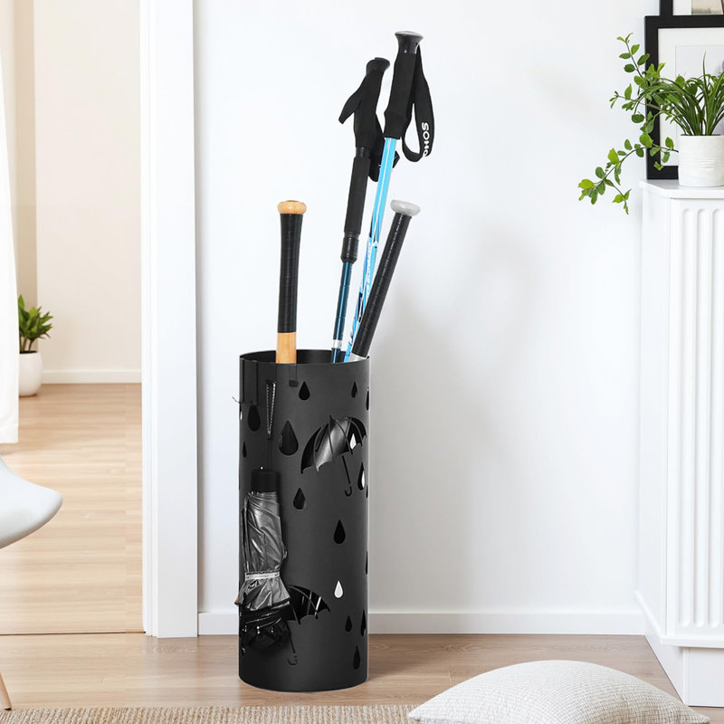 Metal Entrance Hall Round Umbrella Stand, Ink Black