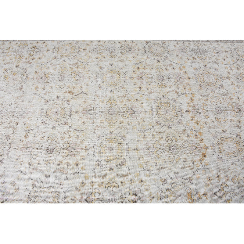 Modern Patchwork Wool Rug, 70.9x113 Inch White Rug