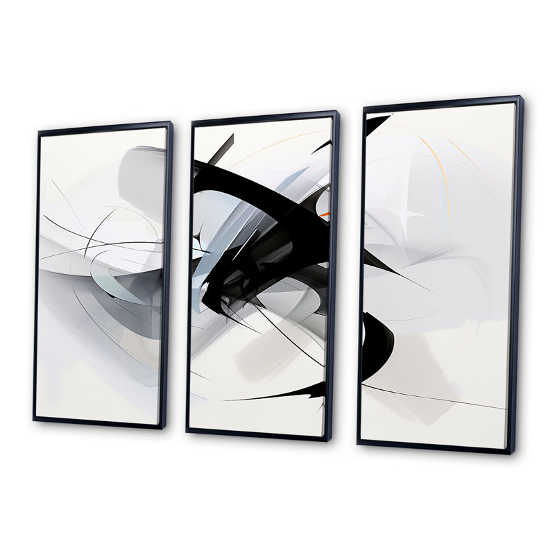 Cordi - ensemble de reproductions d'art abstrait en spirale, Cadre flottant noir, H 28 po x l 36 po x P 1 po