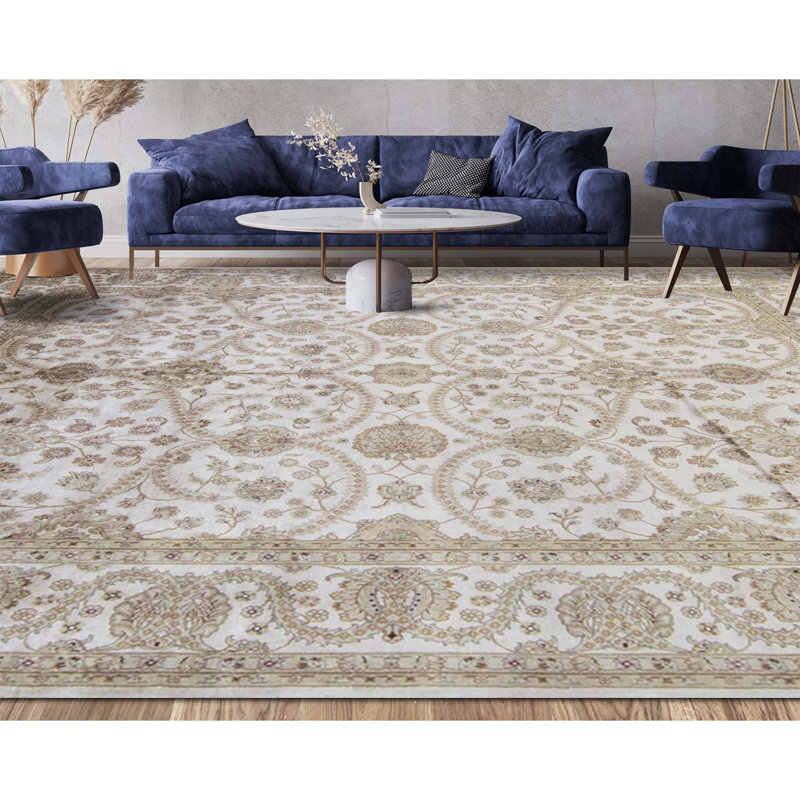 Tapis ivoire et crème noué à la main de haute qualité