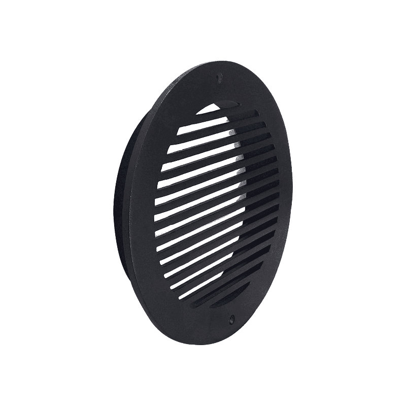 Grille de ventilation moderne 13,5 po, ronde 12 po, fonte d'aluminium, VR109, Noir, noir, noir, noir