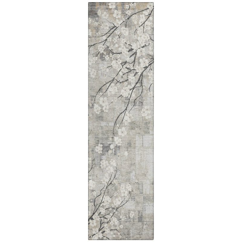 Machine Washable Indoor/Outdoor Boruta ACN2248 Floral Rug, Runner 2'3" x 7'6"