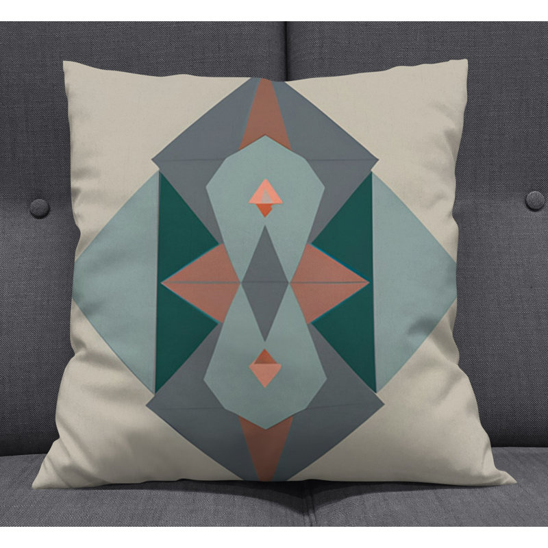 Throw Pillow With Insert, Blue/Brown Abstract 15, 20"H x 20"W