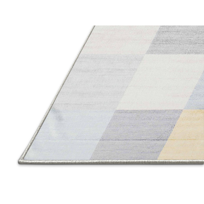 Tapis gris/rose/rouge contemporain, Rectangle 4 pi x 6 pi