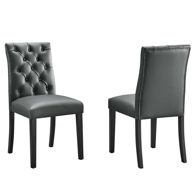 Modway Duchess Dining Chair Vinyl Set of 2, Gray