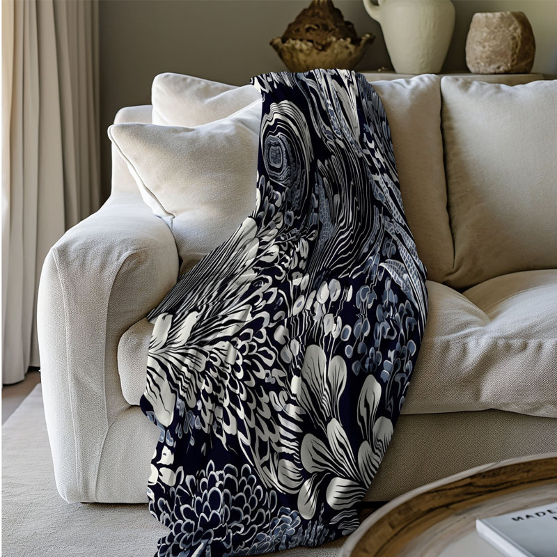 Dark Florals - couverture de qualité supérieure 1 pièce, Grand lit