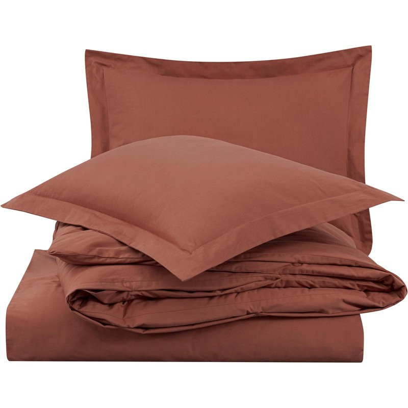 Cotton Twill Solid Duvet Cover, Queen Duvet Cover + 2 Standard Shams, Terracotta
