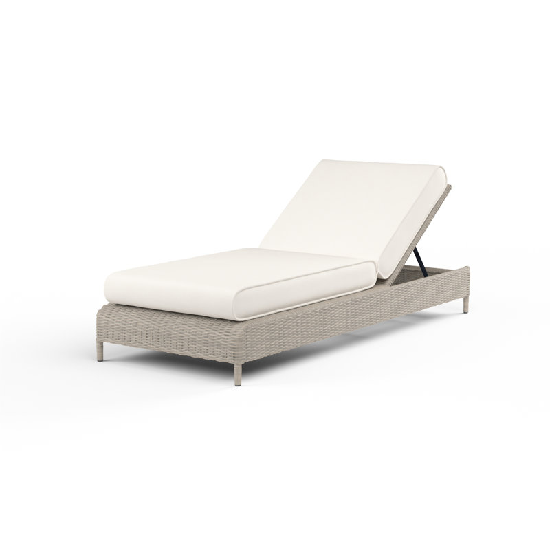 Manhattan Outdoor Resin Wicker Chaise Lounge, Canvas Flax Sunbrella® Canvas