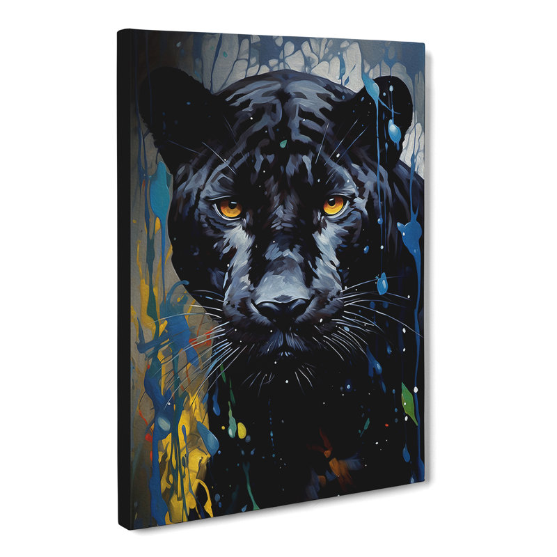 Panther Hard Edge Painting - No Frame Print, 50cm H x 35cm W x 3cm D