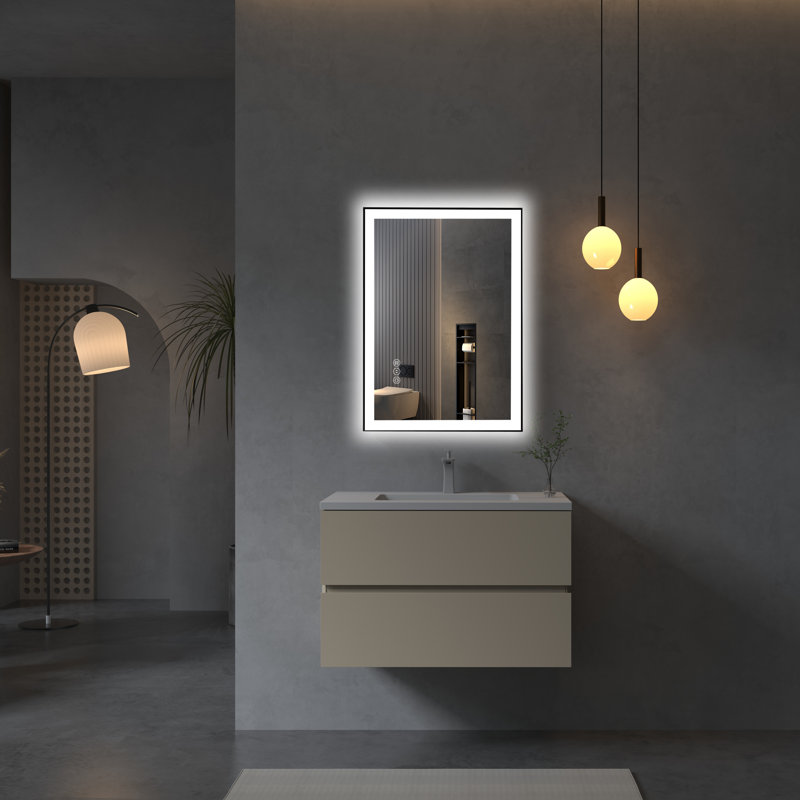 Dokes Black Framed  LED  Bathroom Vanity Mirror passed ETL, 20" x 28"