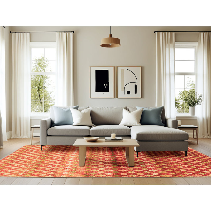 Modoulamin Performance Geometric Indoor Rug, Rectangle 6' x 9'