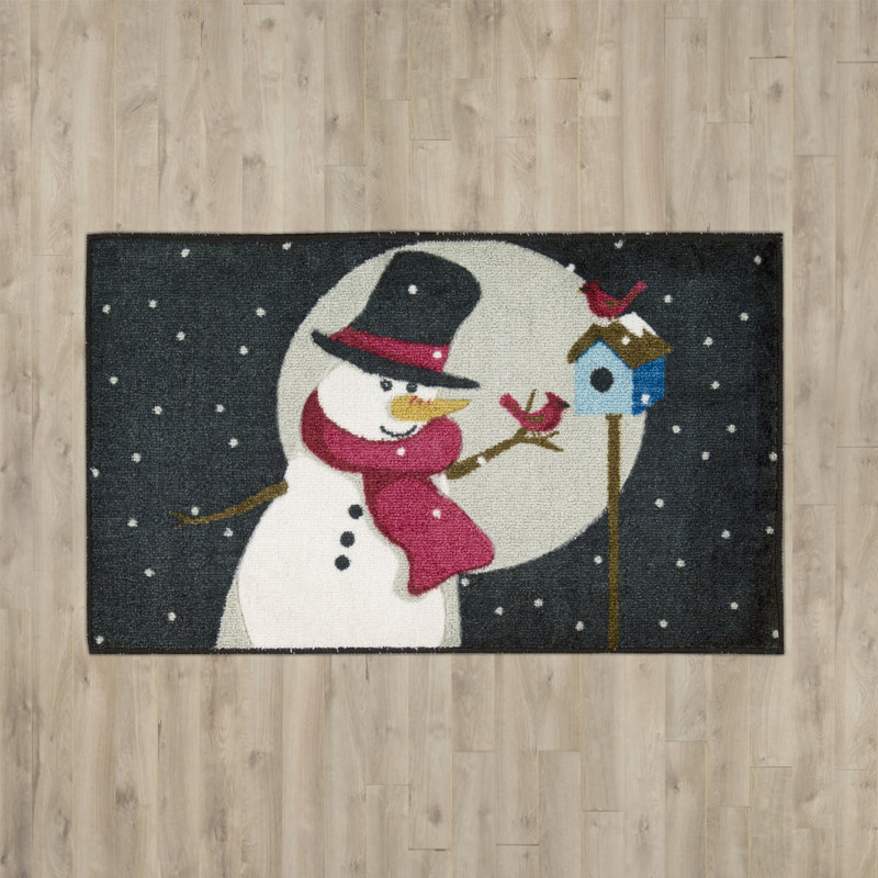 Tapis zone noire bonhomme de neige et oiseau Boville