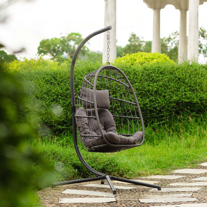 Chaise suspendue en osier pour l'extérieur, Gris