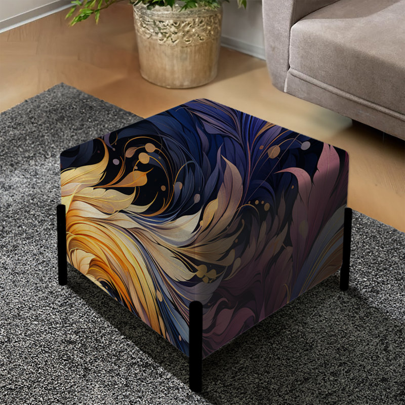 Multicolore élégant charme de plumes - repose-pieds carré floral