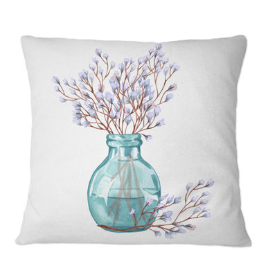 Plusieurs rameaux avec des rameaux en fleurs dans un vase en verre - Coussin décoratif traditionnel